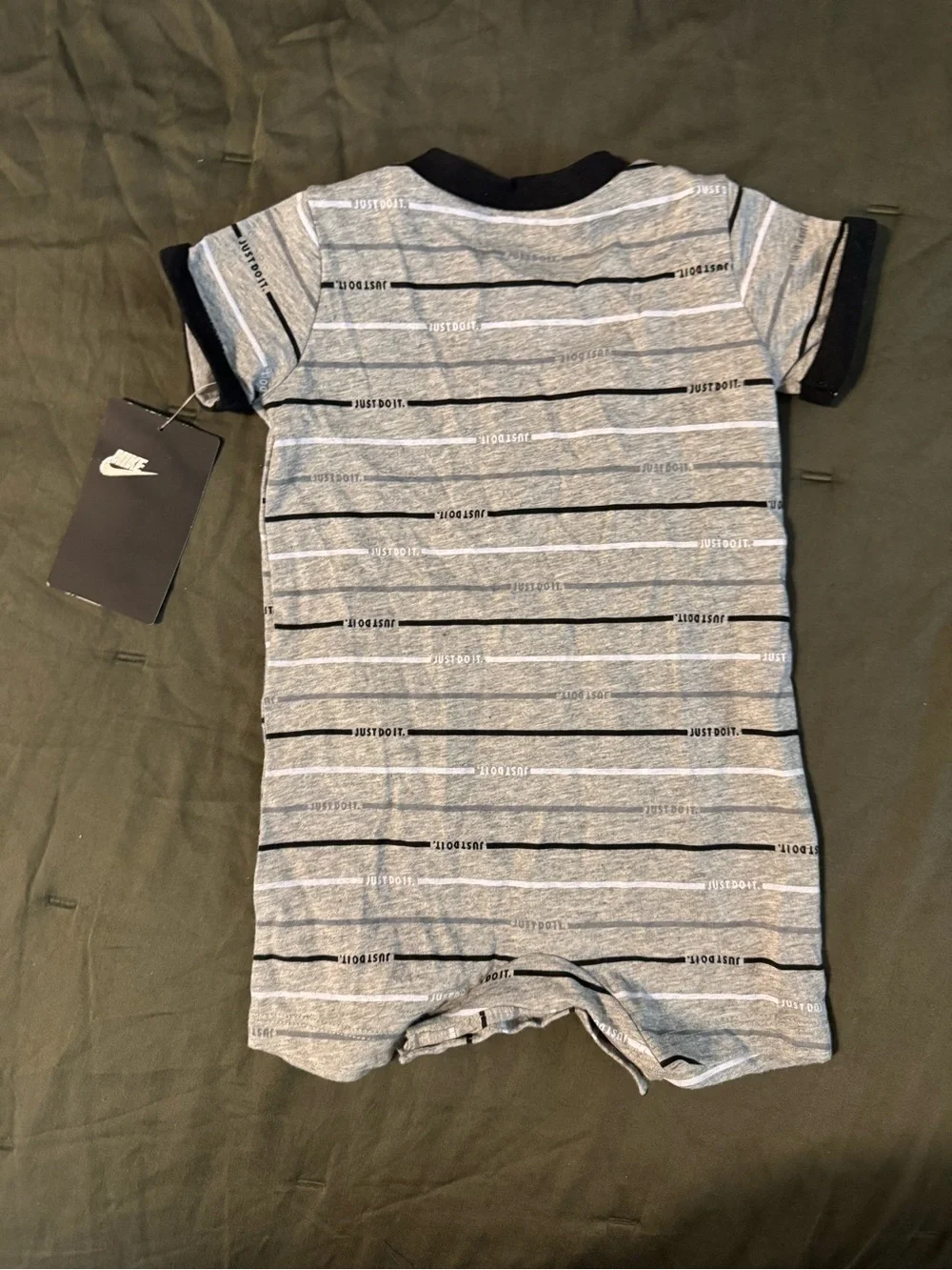 Kids Grey Striped One-Piece Romper